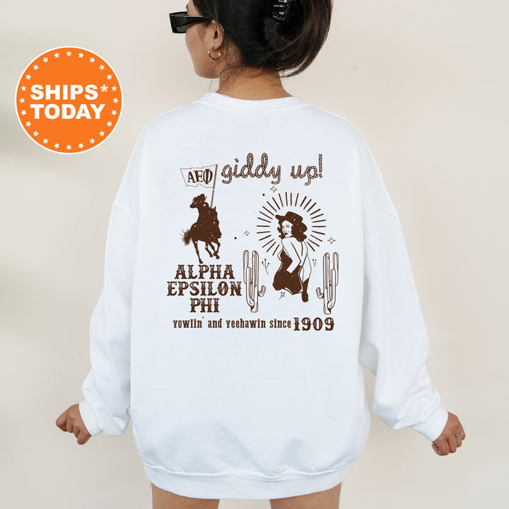 Alpha Epsilon Phi Rustic Rodeo Sorority Sweatshirt | AEPHI Merch | Big Little Reveal Gift | Western Crewneck | Cowgirl Sweatshirt
