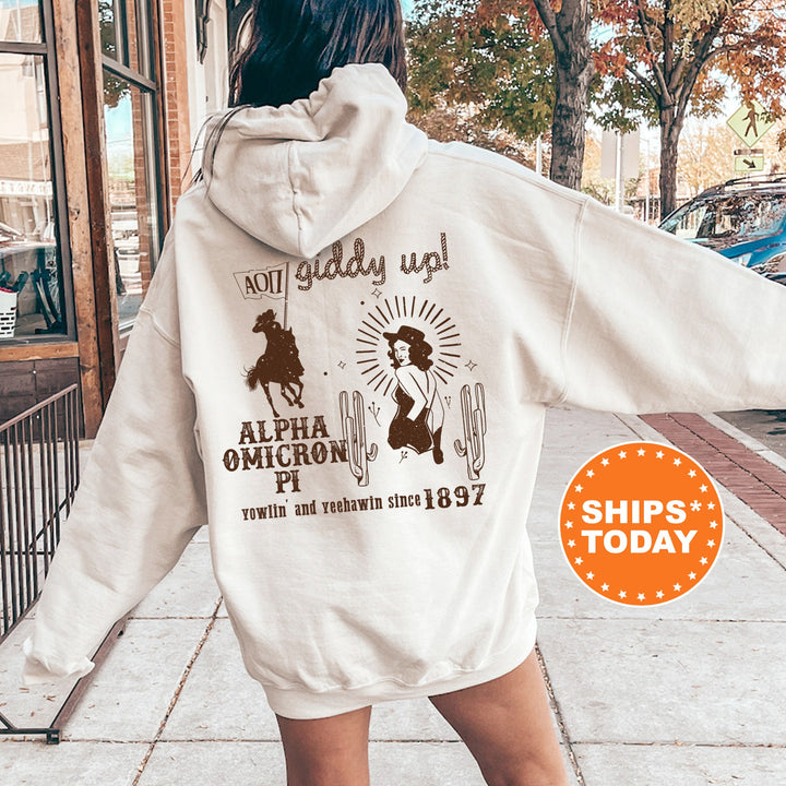 Alpha Omicron Pi Rustic Rodeo Sorority Sweatshirt | Alpha O Merch | Big Little Gift | Western Crewneck | Cowgirl Sweatshirt