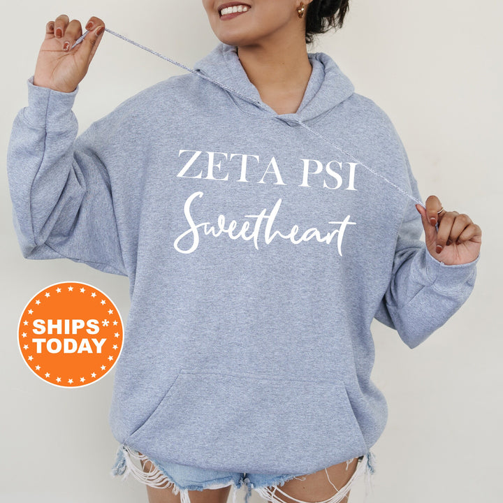 Zeta Psi Cursive Sweetheart Fraternity Sweatshirt | Zeta Psi Sweetheart Sweatshirt | Zete Fraternity Hoodie | Gift For Girlfriend