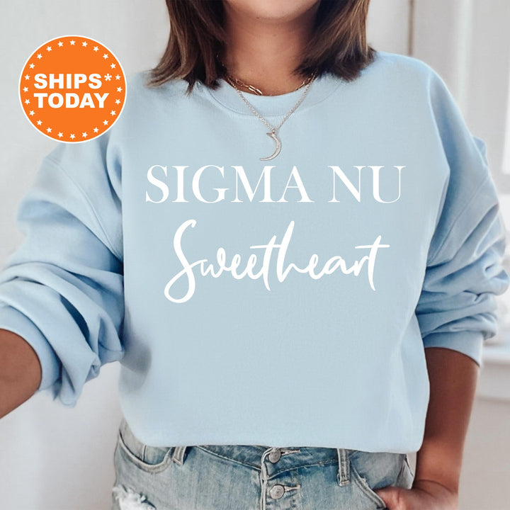 Sigma Nu Cursive Sweetheart Fraternity Sweatshirt | Sigma Nu Sweetheart Sweatshirt | Fraternity Hoodie | Gift For Girlfriend