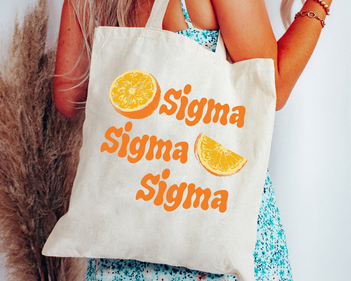 Sigma Sigma Sigma Oranges Sorority Tote Bag | Tri Sigma Canvas Tote Bag | Sorority Merch | Big Little Gifts | College Beach Bag _ 16247g