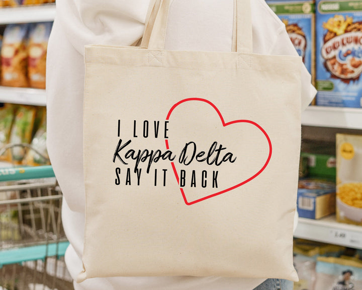 Kappa Delta Say It Back Sorority Tote Bag | Kay Dee Beach Bag | Sorority Merch | Big Little Gift | Sorority Bag | Canvas Tote Bag _ 15017g