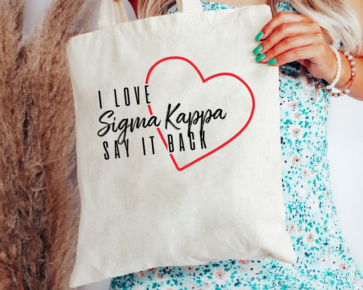 Sigma Kappa Say It Back Sorority Tote Bag | Sig Kap Beach Bag | Sorority Merch | Big Little Gift | Sorority Bag | Canvas Tote Bag _ 15023g