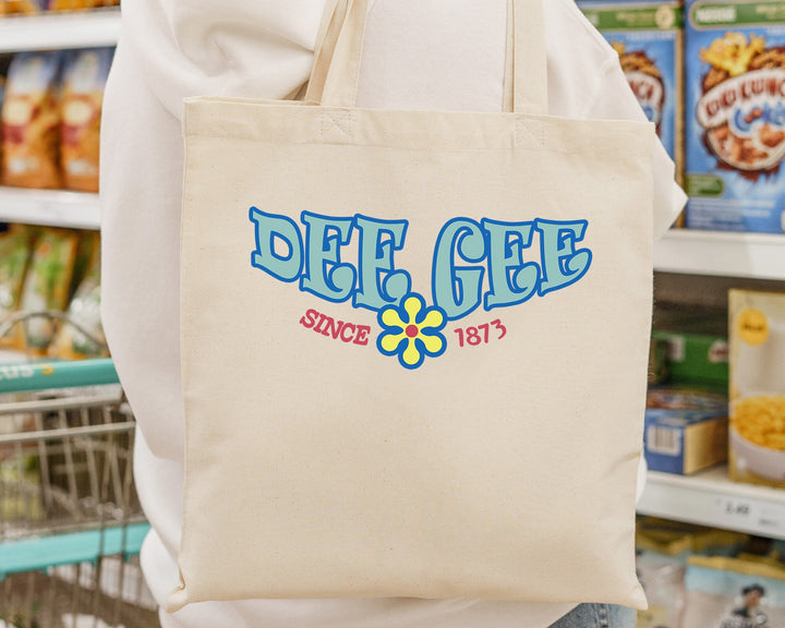 Delta Gamma Outlined In Blue Sorority Tote Bag | Delta Gamma Beach Bag | Dee Gee College Sorority Laptop Bag | Canvas Tote Bag _ 15350g