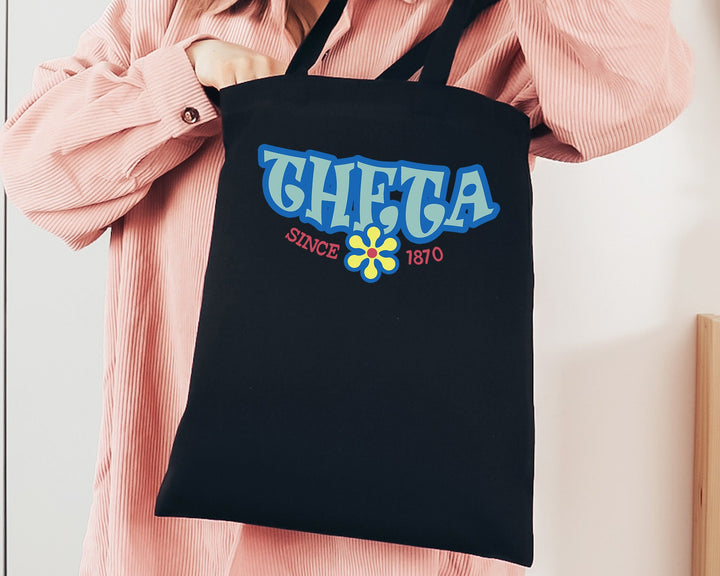 Kappa Alpha Theta Outlined In Blue Sorority Tote Bag | THETA Beach Bag | THETA College Sorority Laptop Bag | Canvas Tote Bag _ 15354g
