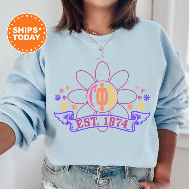 Gamma Phi Beta Floral Greek Letters Sorority Sweatshirt | Gamma Phi Comfy Sweatshirt | GPHI Sorority Letters | Big Little Gift _ 16939g