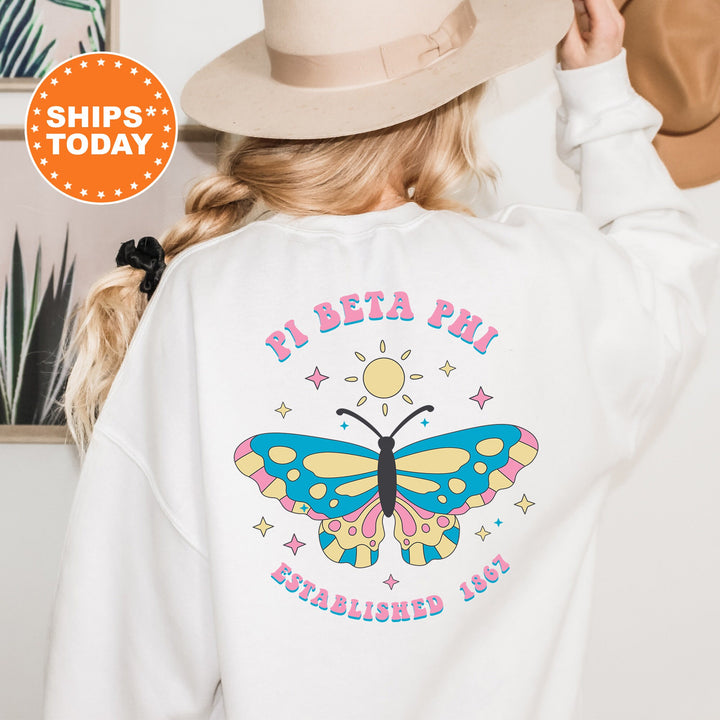 Pi Beta Phi Twinklewings Sorority Sweatshirt | Pi Phi Butterfly Sweatshirt | Big Little Sorority Gift | Custom Greek Apparel _  12633g