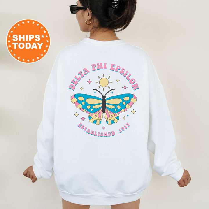 Delta Phi Epsilon Twinklewings Sorority Sweatshirt | DPHIE Butterfly Sweatshirt | Big Little Sorority Gift | Custom Greek Apparel _  12625g