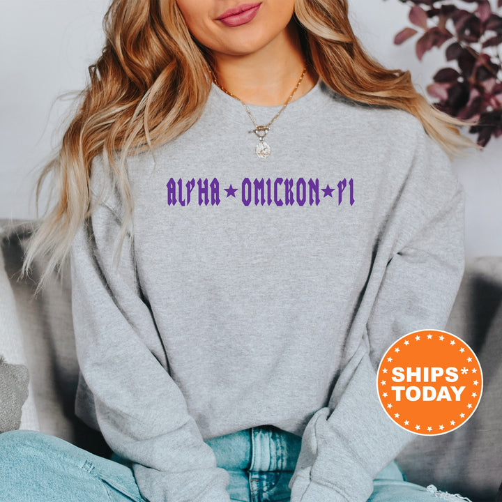 Alpha Omicron Pi Rock N Roll Sorority Sweatshirt | Alpha O Greek Sweatshirt | Sorority Merch | Big Little Gift | College Apparel _ 5589g
