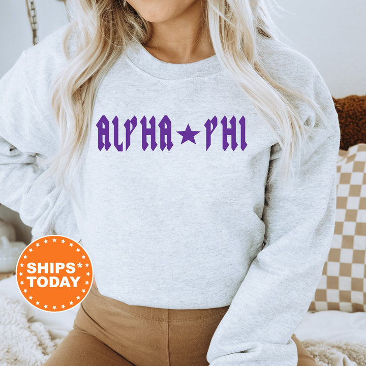 Alpha Phi Rock N Roll Sorority Sweatshirt | APHI Greek Sweatshirt | Sorority Merch | Big Little Sorority Gift | College Apparel _ 5590g