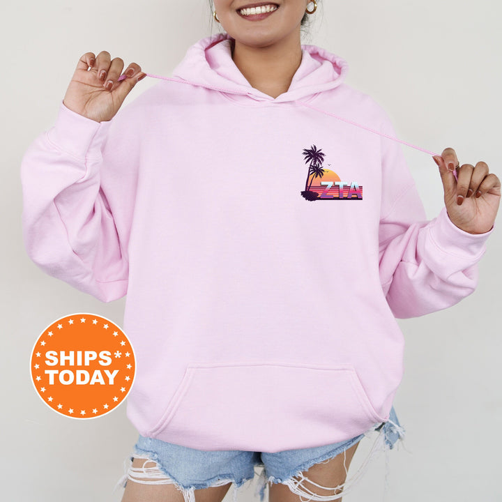 Zeta Tau Alpha Palmscape Sorority Sweatshirt | ZETA Beach Hoodies | Sorority Apparel | Big Little Reveal Gift | Greek Sweatshirt _  14199g