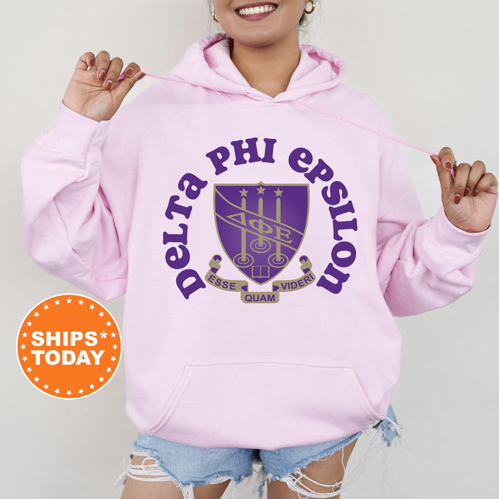 Delta Phi Epsilon Crest Legacy Sorority Sweatshirt | DPHIE Crest Sweatshirt | Big Little Sorority Gift | College Greek Apparel