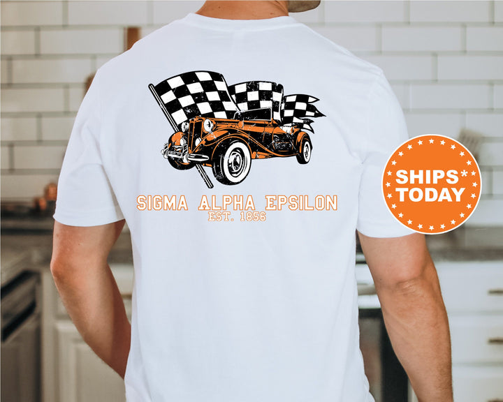 Sigma Alpha Epsilon Racer Fraternity T-Shirt | SAE Greek Life Shirt | Fraternity Gift | College Apparel | Comfort Colors Shirt _  11846g