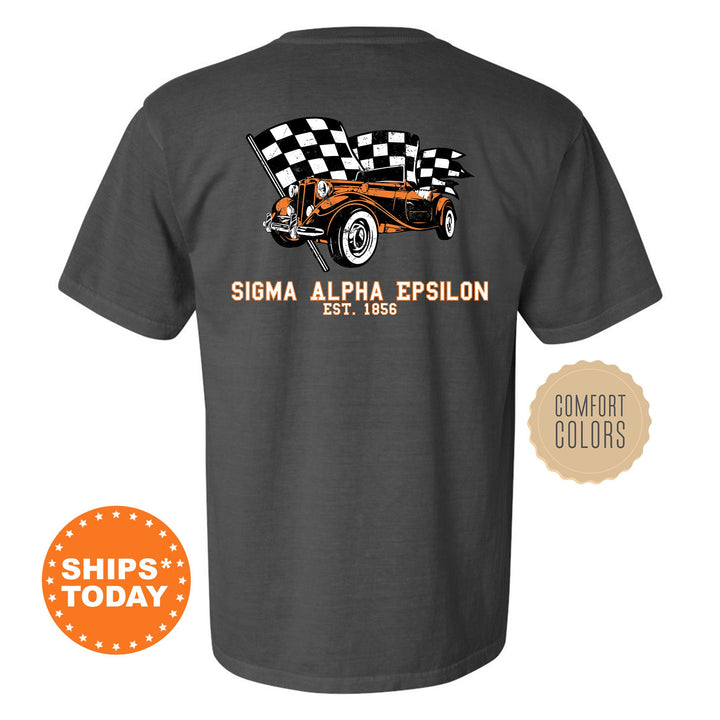 Sigma Alpha Epsilon Racer Fraternity T-Shirt | SAE Greek Life Shirt | Fraternity Gift | College Apparel | Comfort Colors Shirt _  11846g