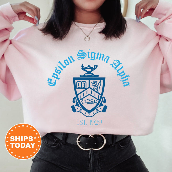 Epsilon Sigma Alpha Greek Heritage COED Sweatshirt | Epsilon Sigma Alpha Crest Sweatshirt | COED Fraternity Gift | Greek Apparel _ 15387g
