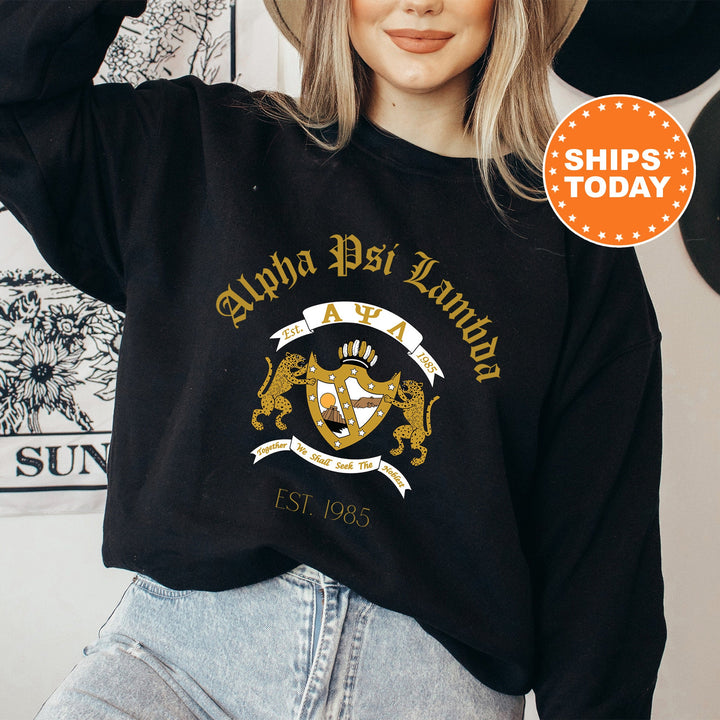 Alpha Psi Lambda Greek Heritage COED Sweatshirt | Alpha Psi Lambda Crest Sweatshirt | COED Fraternity Crewneck | Greek Apparel _ 15384g