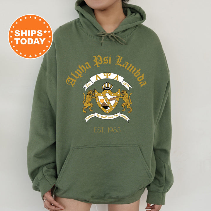 Alpha Psi Lambda Greek Heritage COED Sweatshirt | Alpha Psi Lambda Crest Sweatshirt | COED Fraternity Crewneck | Greek Apparel _ 15384g