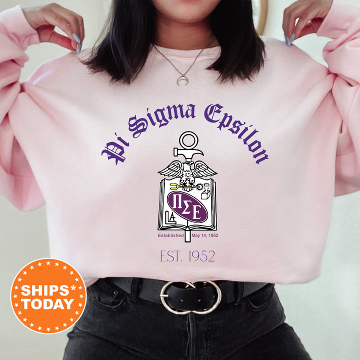 Pi Sigma Epsilon Greek Heritage COED Sweatshirt | Pi Sigma Epsilon Crest Sweatshirt | COED Fraternity Crewneck | Greek Apparel _ 15394g