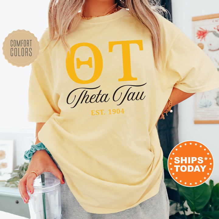 Theta Tau Letter Unity COED T-Shirt | Theta Tau Greek Letters Shirt | Theta Tau COED Fraternity Gift | Comfort Colors Shirt _ 15380g