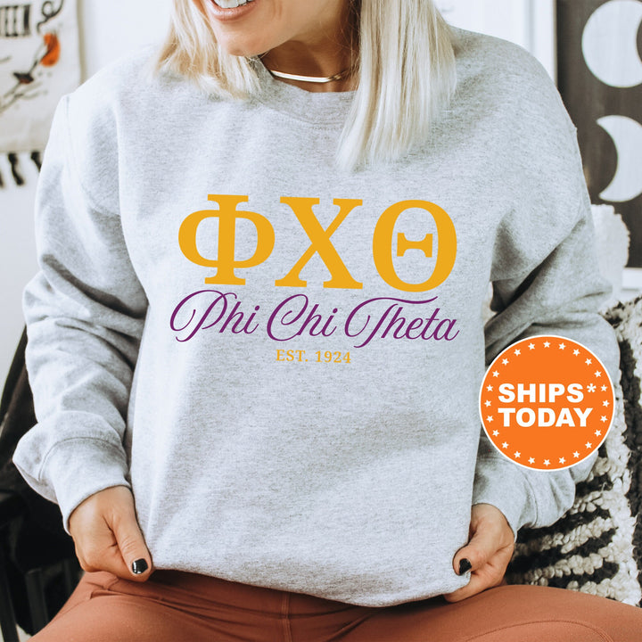 Phi Chi Theta Letter Unity COED Sweatshirt | Phi Chi Theta Greek Letters Sweatshirt | COED Fraternity Gift | Greek Apparel _ 15375g