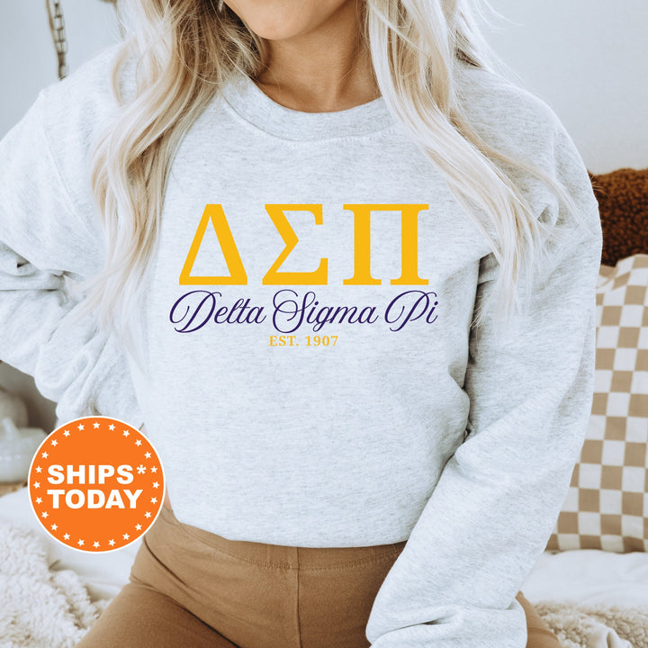 Delta Sigma Pi Letter Unity COED Sweatshirt | Delta Sigma Pi Greek Letters Sweatshirt | COED Fraternity Gift | Greek Apparel _ 15370g