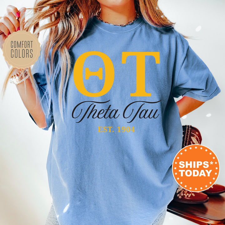 Theta Tau Letter Unity COED T-Shirt | Theta Tau Greek Letters Shirt | Theta Tau COED Fraternity Gift | Comfort Colors Shirt _ 15380g