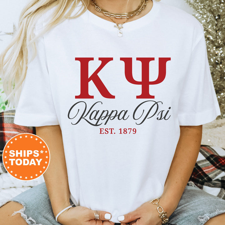 Kappa Psi Letter Unity COED T-Shirt | Kappa Psi Greek Letters Shirt | Kappa Psi COED Fraternity Gift | Comfort Colors Shirt _ 15372g