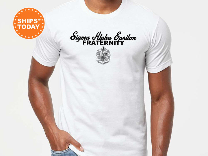 Sigma Alpha Epsilon Simple Crest Fraternity T-Shirt | SAE Crest Shirt | Rush Pledge Shirt | Frat Bid Day Gift | Comfort Colors Tees _ 9829g