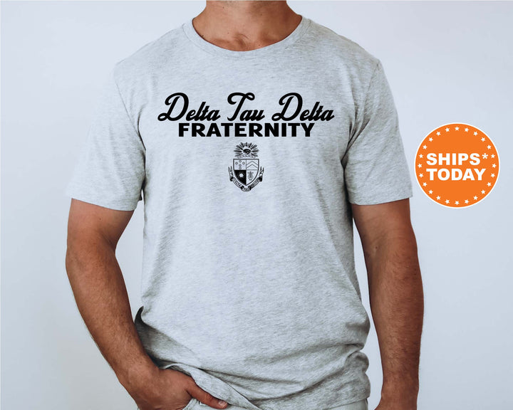 Delta Tau Delta Simple Crest Fraternity T-Shirt | Delt Crest Shirt | Rush Pledge Shirt | Frat Bid Day Gift | Comfort Colors Tees _ 9817g