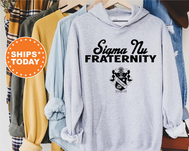 Sigma Nu Simple Crest Fraternity Sweatshirt | Sigma Nu Fraternity Crest Sweatshirt | Rush Pledge Fraternity Gift | College Apparel _ 9832g