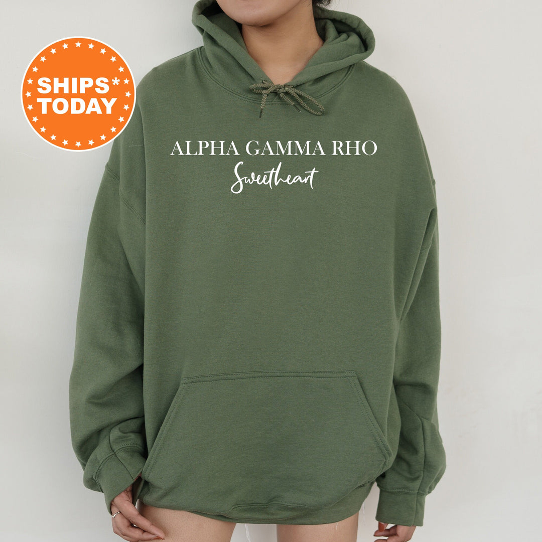 Alpha Gamma Rho Cursive Sweetheart Fraternity Sweatshirt | AGR Sweetheart Sweatshirt | Fraternity Hoodie | Gift For Girlfriend