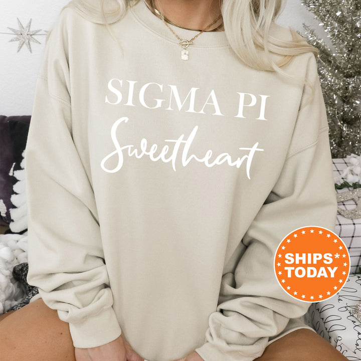Sigma Pi Cursive Sweetheart Fraternity Sweatshirt | Sigma Pi Sweetheart Sweatshirt | Fraternity Hoodie | Gift For Girlfriend