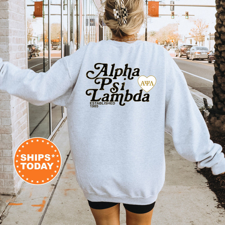 Alpha Psi Lambda Heartmark COED Sweatshirt | Alpha Psi Lambda Crewneck Sweatshirt | Greek Apparel | COED Fraternity Gift 15400g