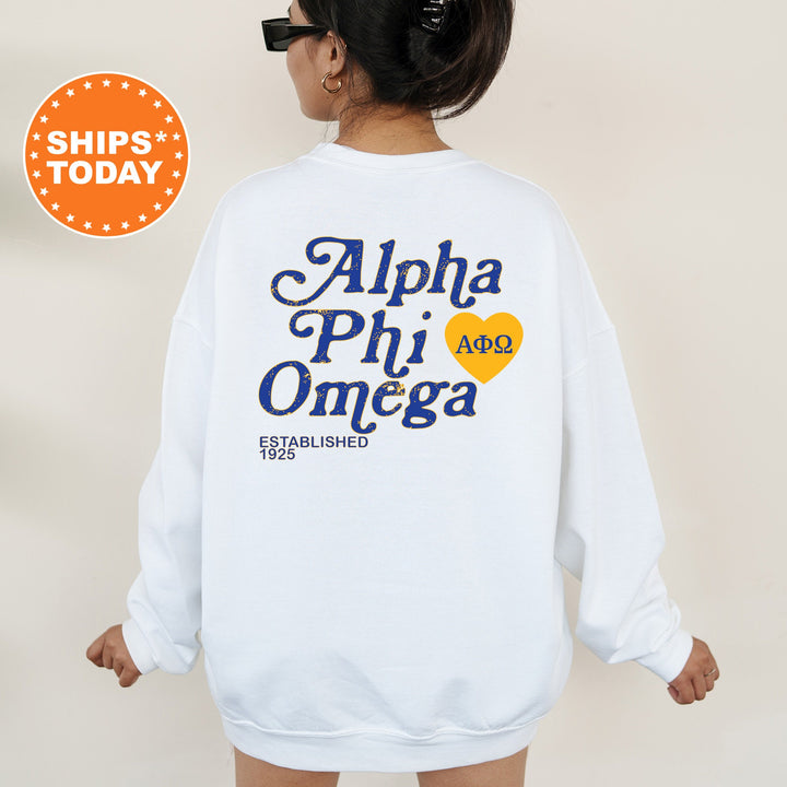 Alpha Phi Omega Heartmark COED Sweatshirt | Alpha Phi Omega Crewneck Sweatshirt | Greek Apparel | COED Fraternity Gift 15399g