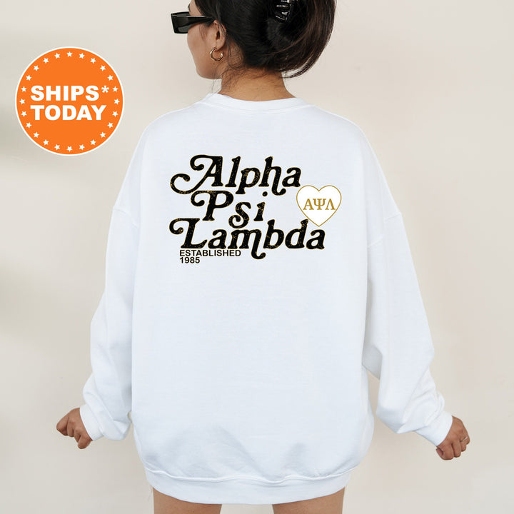 Alpha Psi Lambda Heartmark COED Sweatshirt | Alpha Psi Lambda Crewneck Sweatshirt | Greek Apparel | COED Fraternity Gift 15400g