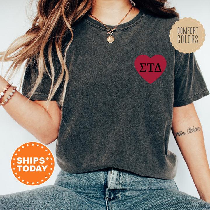 Sigma Tau Delta Heartmark COED T-Shirt | Sigma Tau Delta Comfort Colors Shirt | COED Fraternity Gift | Greek Life Apparel _ 15411g