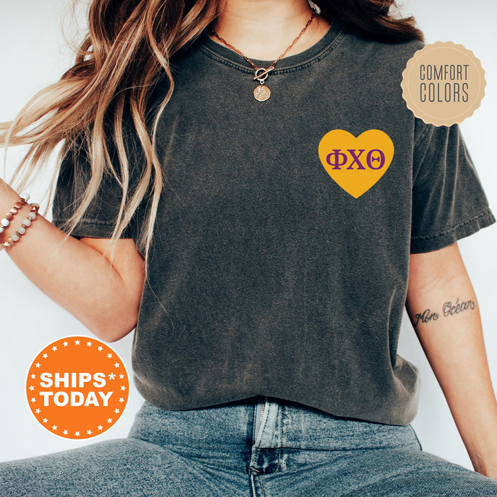 Phi Chi Theta Heartmark COED T-Shirt | Phi Chi Theta Comfort Colors Shirt | COED Fraternity Gift | Greek Life Apparel _ 15407g