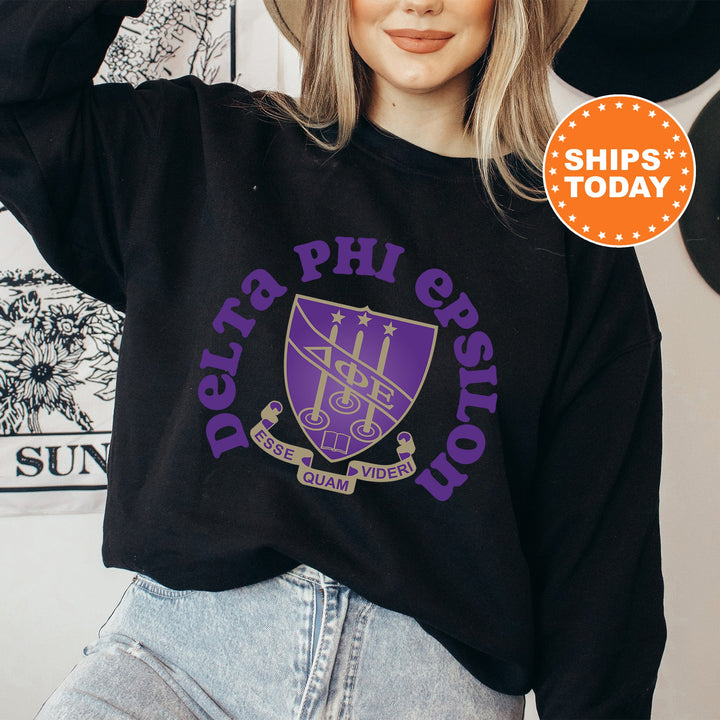 Delta Phi Epsilon Crest Legacy Sorority Sweatshirt | DPHIE Crest Sweatshirt | Big Little Sorority Gift | College Greek Apparel
