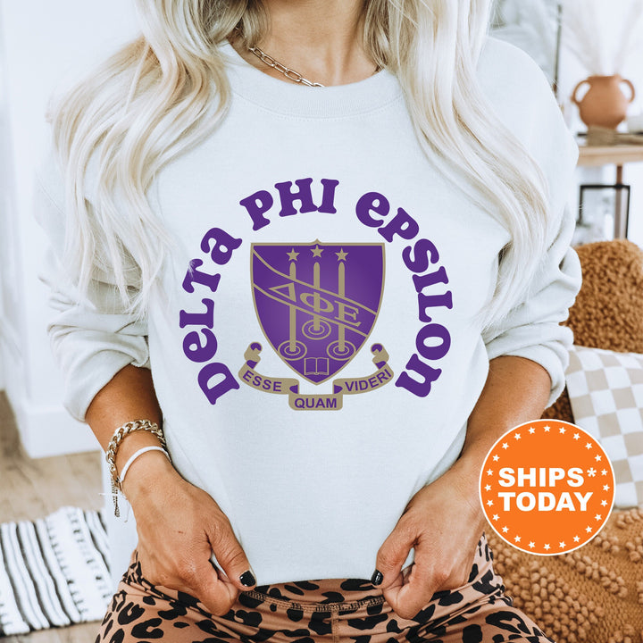 Delta Phi Epsilon Crest Legacy Sorority Sweatshirt | DPHIE Crest Sweatshirt | Big Little Sorority Gift | College Greek Apparel