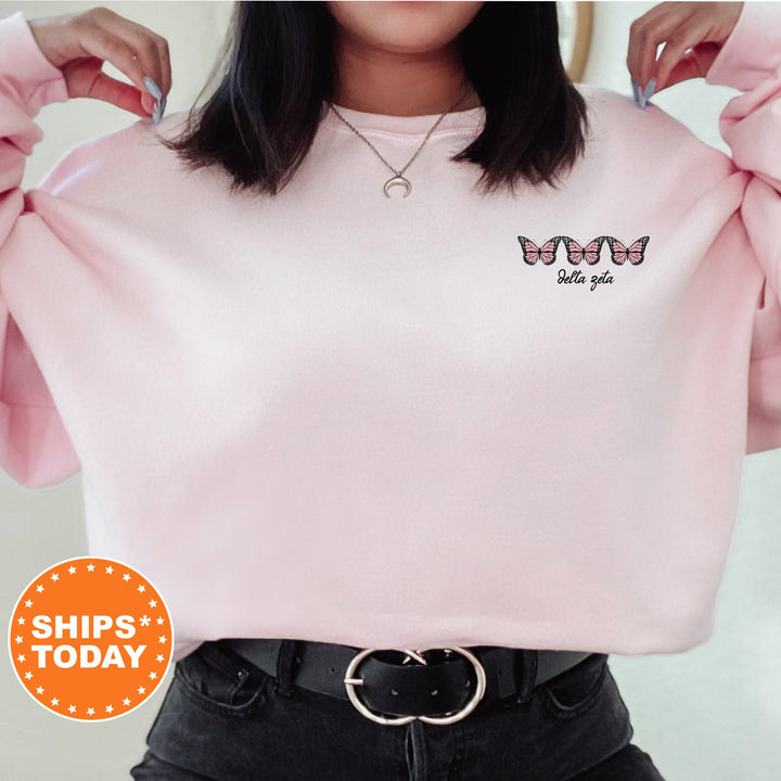 Delta Zeta Mini Butterfly Sorority Sweatshirt | dee Zee Left Chest Graphic Sweatshirt | Big Little Reveal | Sorority Hoodie