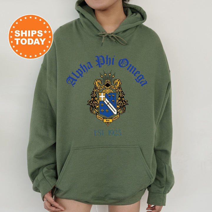 Alpha Phi Omega Greek Heritage COED Sweatshirt | APHIO Crest Sweatshirt | COED Fraternity Crewneck | Greek Apparel _ 15383g