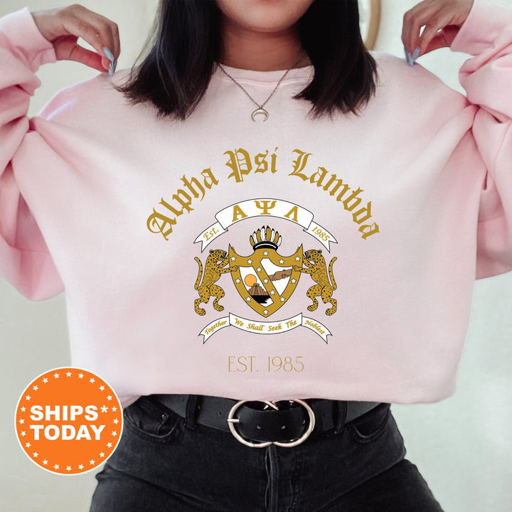 Alpha Psi Lambda Greek Heritage COED Sweatshirt | Alpha Psi Lambda Crest Sweatshirt | COED Fraternity Crewneck | Greek Apparel _ 15384g