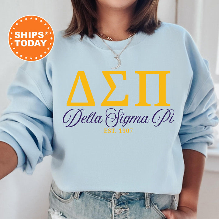 Delta Sigma Pi Letter Unity COED Sweatshirt | Delta Sigma Pi Greek Letters Sweatshirt | COED Fraternity Gift | Greek Apparel _ 15370g