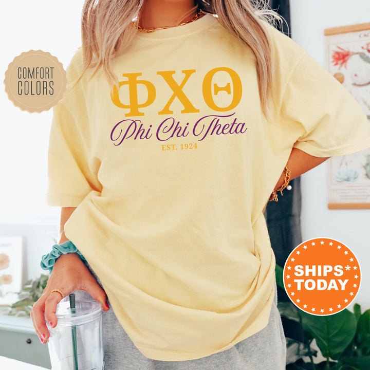 Phi Chi Theta Letter Unity COED T-Shirt | Phi Chi Theta Greek Letters Shirt | COED Fraternity Gift | Comfort Colors Shirt _ 15375g