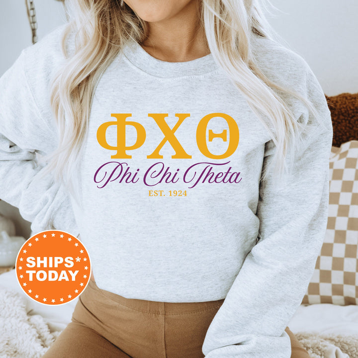 Phi Chi Theta Letter Unity COED Sweatshirt | Phi Chi Theta Greek Letters Sweatshirt | COED Fraternity Gift | Greek Apparel _ 15375g
