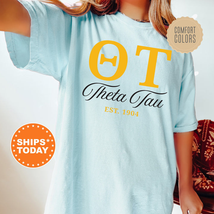 Theta Tau Letter Unity COED T-Shirt | Theta Tau Greek Letters Shirt | Theta Tau COED Fraternity Gift | Comfort Colors Shirt _ 15380g