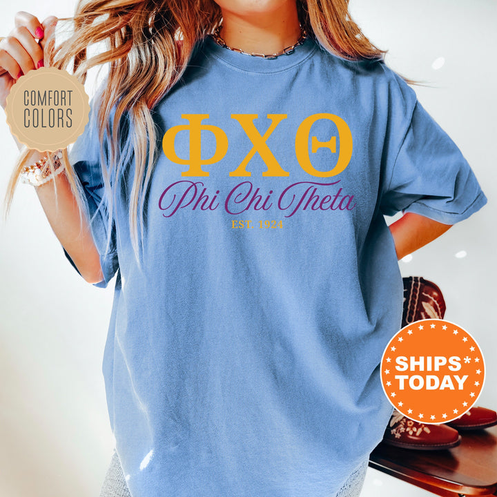 Phi Chi Theta Letter Unity COED T-Shirt | Phi Chi Theta Greek Letters Shirt | COED Fraternity Gift | Comfort Colors Shirt _ 15375g