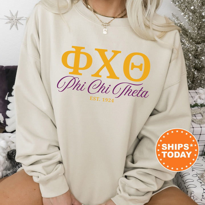 Phi Chi Theta Letter Unity COED Sweatshirt | Phi Chi Theta Greek Letters Sweatshirt | COED Fraternity Gift | Greek Apparel _ 15375g