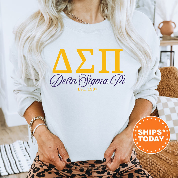 Delta Sigma Pi Letter Unity COED Sweatshirt | Delta Sigma Pi Greek Letters Sweatshirt | COED Fraternity Gift | Greek Apparel _ 15370g