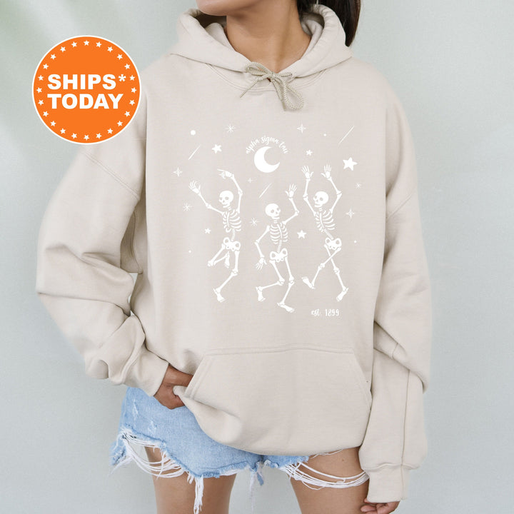Alpha Sigma Tau Skeleton Groove Sorority Sweatshirt | Halloween Sweatshirt | Spooky Sweatshirt | Sorority Gifts | Greek Apparel _ 17088g